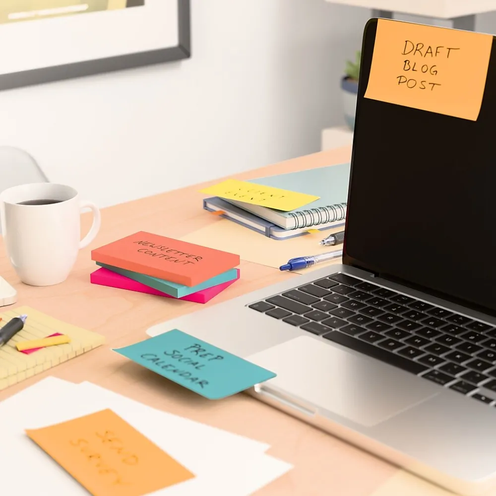 Sticky Notes*Staples Notes, 3" x 5", Pool Party Collection, 100 Sheet/Pad, 12 Pads/Pack (S-35BR12)