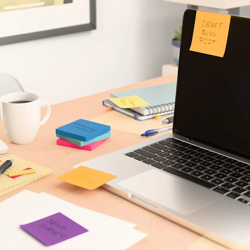 Sticky Notes*Staples Notes, 3" x 3", Sorbet Collection, 100 Sheet/Pad, 24 Pads/Pack (S-33BO24)