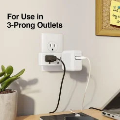 Staples 3-Outlet In-Wall Plug-In Power Adapter, White (22141)