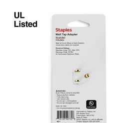 Staples 3-Outlet In-Wall Plug-In Power Adapter, White (22141)