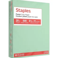 Multipurpose Paper*Staples Pastel 30% Recycled Color Copy Paper, 20 lbs., 8.5