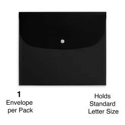 Outlet Staples Plastic Filing Envelope with Snap Closure, Letter Size, Assorted Colors (TR51798)