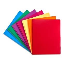 Pocket Folders|Staples 2-Pocket Plastic Presentation Folder with Fasteners, Assorted (ST55096-CC)