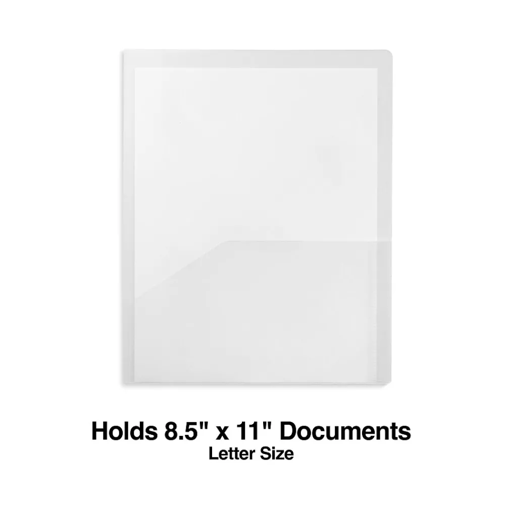 Pocket Folders|Staples 2-Pocket Plastic Presentation Folder, Clear (ST26382-CC)