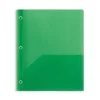 Pocket Folders|Staples 2-Pocket Plastic Presentation Folder with Fasteners, Green (ST26388-CC)