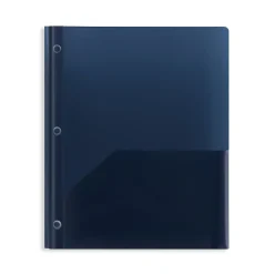 Pocket Folders|Staples 2-Pocket Plastic Presentation Folder with Fasteners, Navy (ST26389-CC)