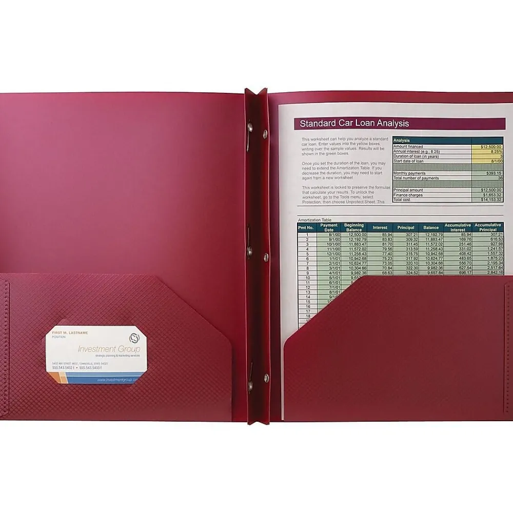 Pocket Folders|Staples 2-Pocket Presentation Folder, Burgundy (21611-CC/20649)