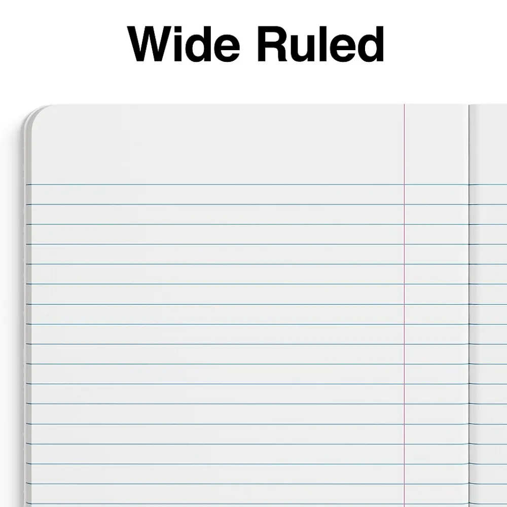 Composition Notebooks|Staples Poly Composition Notebook, 7.5" x 9.75", Wide Ruled, 80 Sheets, Assorted Colors, 24/Carton (41634CT)