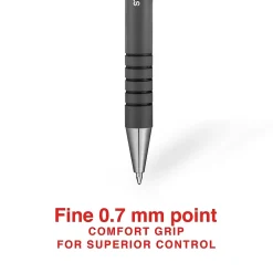 Pens|Staples Postscript Retractable Ballpoint Pens, Fine Point, Black Ink, Dozen (18264)