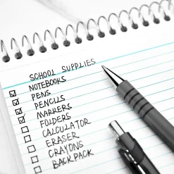 Pens|Staples Postscript Retractable Ballpoint Pens, Medium Point, Black Ink, Dozen (18262)