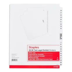 Dividers|Staples Premium Collated Legal Divider with 26-50/Table of Contents Tab Set (11372)