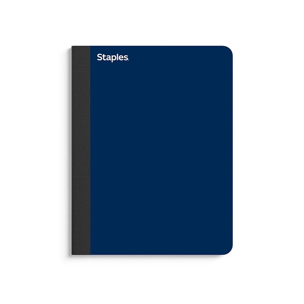 Composition Notebooks|Staples Premium Composition Notebook, 7.5" x 9.75", College Ruled, 100 Sheets, Blue (ST58343)