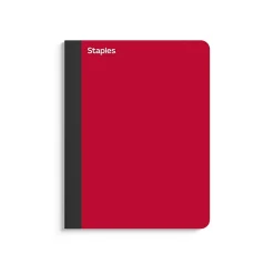 Composition Notebooks|Staples ® Premium Composition Notebooks, 7.5" x 9.75", College Ruled, 100 Sheets, Red (TR58344M CC)