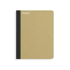 Composition Notebooks|Staples Premium Composition Notebook, 7.5" x 9.75", Wide Ruled, 100 Sheets, Brown (TR52119)
