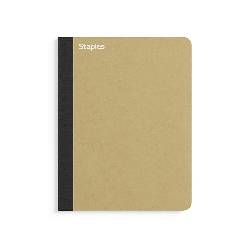 Composition Notebooks|Staples Premium Composition Notebook, 7.5" x 9.75", Wide Ruled, 100 Sheets, Brown (TR52119)