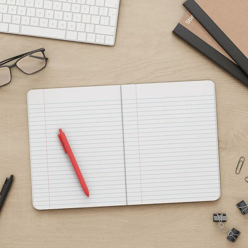 Composition Notebooks|Staples Premium Composition Notebook, 7.5" x 9.75", Wide Ruled, 100 Sheets, Brown (TR52119)