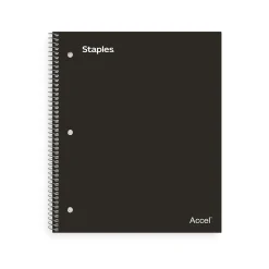 Subject Notebooks|Staples Premium Poly 5-Subject Notebook, 8.5" x 11", College Ruled, 200 Sheets, (ST58317) Black