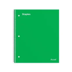 Subject Notebooks|Staples Premium Poly 1-Subject Notebook, 8.5" x 11", College Ruled, 100 Sheets, (ST51451D) Green