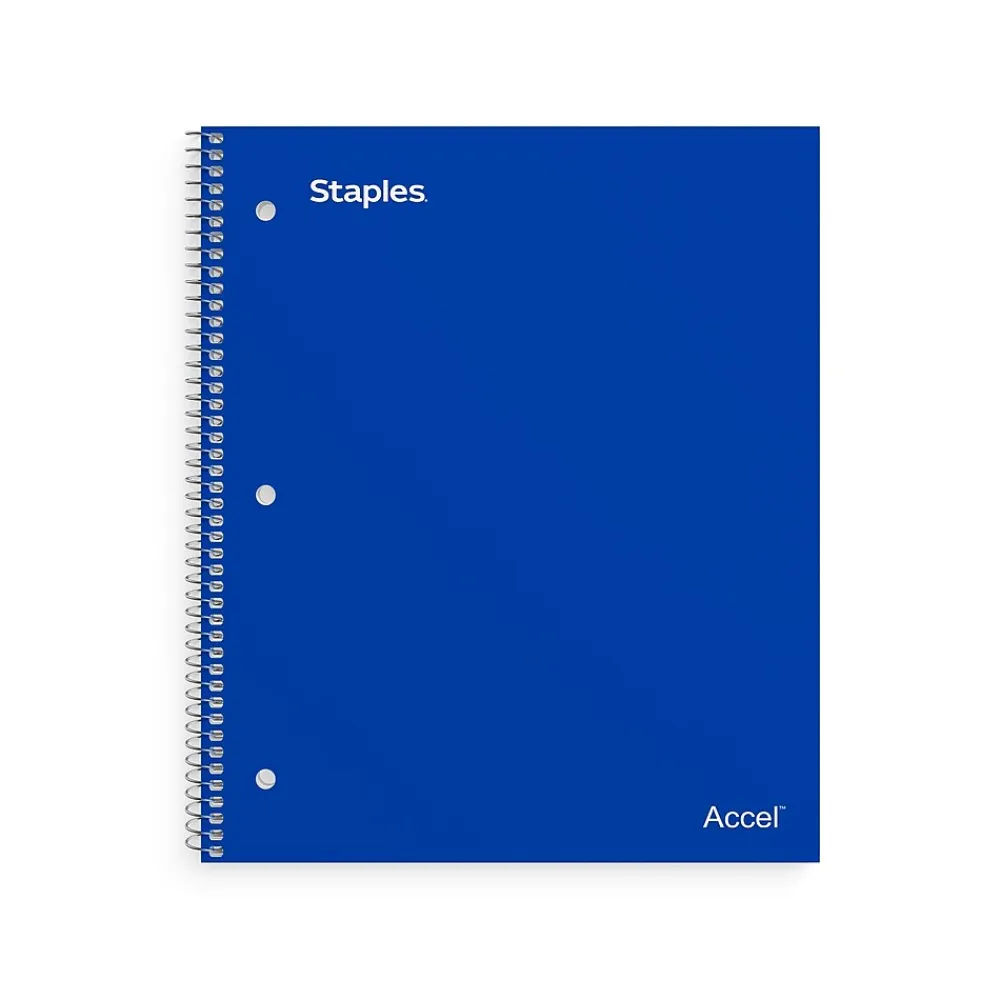 Subject Notebooks|Staples Premium Poly 1-Subject Notebook, 8.5" x 11", College Ruled, 100 Sheets, (TR20951) Blue