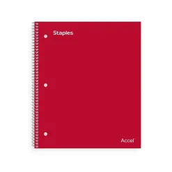 Subject Notebooks|Staples Premium Poly 1-Subject Notebook, 8.5" x 11", College Ruled, 100 Sheets, (ST20952D) Red