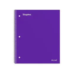 Subject Notebooks|Staples Premium Poly 1-Subject Notebook, 8" x 10.5", Wide Ruled, 100 Sheets, (TR20960) Purple