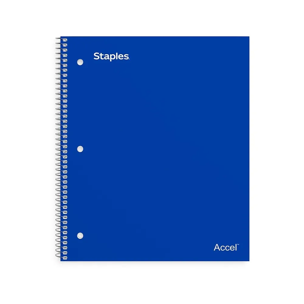 Subject Notebooks|Staples Premium 1-Subject Notebook, 8" x 10.5", Wide Ruled, 100 Sheets, Blue, 12/Carton (TR20957CT)