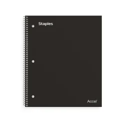 Subject Notebooks|Staples Premium 1-Subject Notebook, 8" x 10.5", Wide Ruled, 100 Sheets, Black, 12 Notebooks/Carton (TR20956CT)
