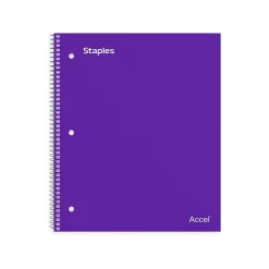 Subject Notebooks|Staples Premium 1-Subject Notebook, 8.5" x 11", College Ruled, 100 Sheets, Purple, 12 Notebooks/Carton (TR20954CT)