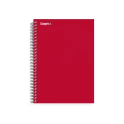 Subject Notebooks|Staples Premium 1-Subject Notebook, 4.38" x 7", College Ruled, 80 Sheets, Red (TR58349)