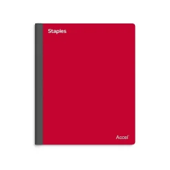 Subject Notebooks|Staples Premium 3-Subject Notebook, 8.5" x 11", College Ruled, 150 Sheets, (ST58332) Red