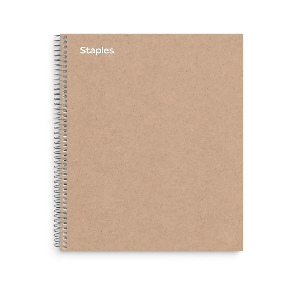 Notebooks|Staples Premium 1-Subject Notebook, 8.5" x 11", College Ruled, 100 Sheets, Brown (TR52121)