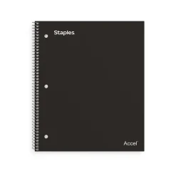 Subject Notebooks|Staples Premium 1-Subject Notebook, 8.5" x 11", College Ruled, 100 Sheets, (ST20950D) Black