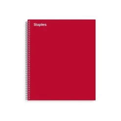 Subject Notebooks|Staples ® Premium 3-Subject Subject Notebooks, 8.5" x 11", College Ruled, 150 Sheets, Red (TR58361M-CC)