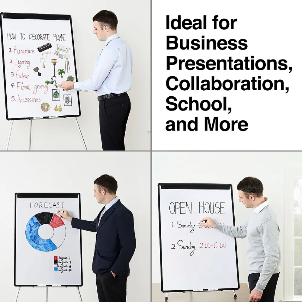 Dry Erase*Staples Presentation Flip Chart Easel, White Steel (28217US/50445US)