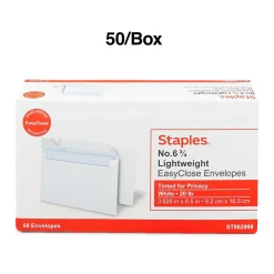 Online Staples QuickStrip EasyClose Self Seal Security Tinted #6 3/4 Business Envelopes, 3 5/8