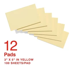 Sticky Notes*Staples Recycled Notes, 3" x 5", Sunshine Collection, 100 Sheet/Pad, 12 Pads/Pack (S-35YR12/52571)