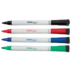 Markers|Staples Remarx Dry Erase Markers, Bullet Point, Assorted, 4/Pack (29329)