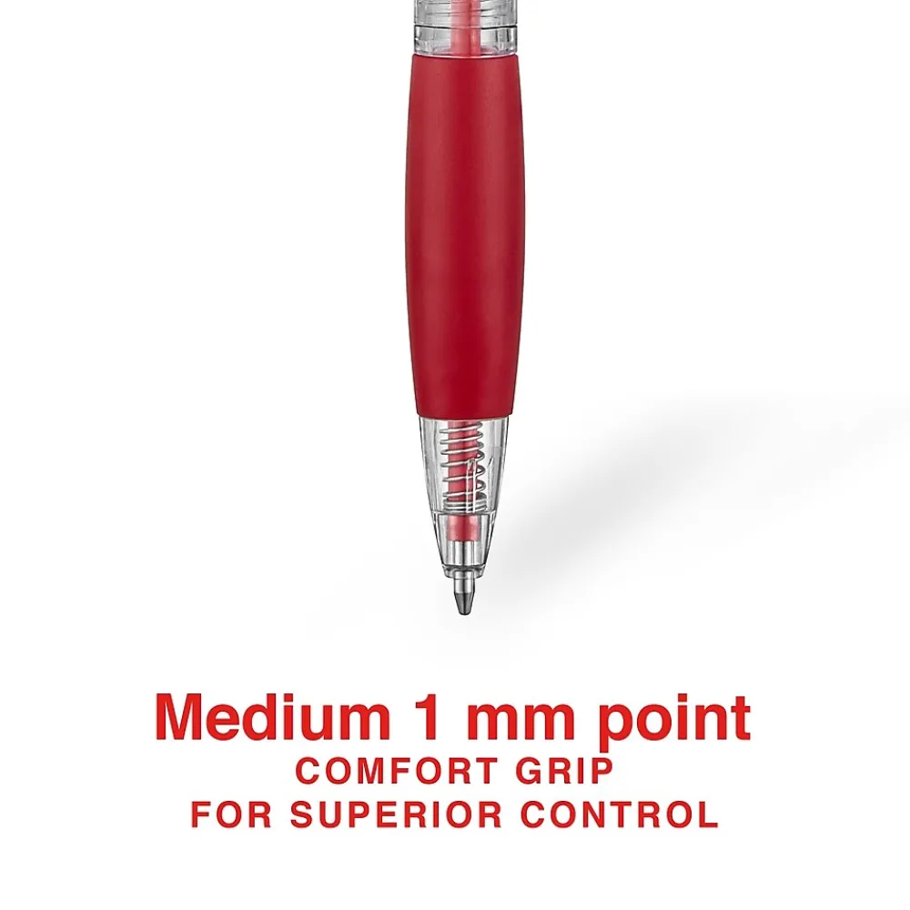 Pens|Staples Retractable Ballpoint Pens, Medium Point, Red Ink, Dozen (50792)
