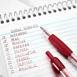 Pens|Staples Retractable Ballpoint Pens, Fine Point, Red Ink, Dozen (50787)