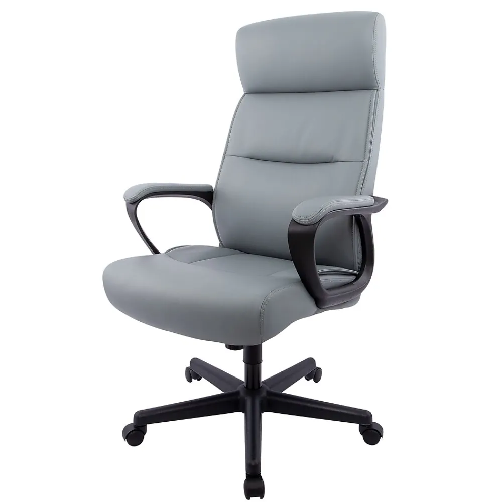 Office Chairs*Staples ® Rutherford Ergonomic Faux Leather Swivel Executive Chair, (58677V) Gray