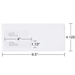 New Staples Security Tinted #10 Double Window Envelopes, 4 1/8