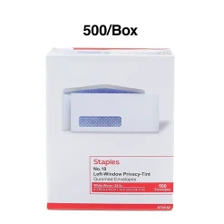 Best Staples Security Tinted #10 Window Envelopes, 4 1/8