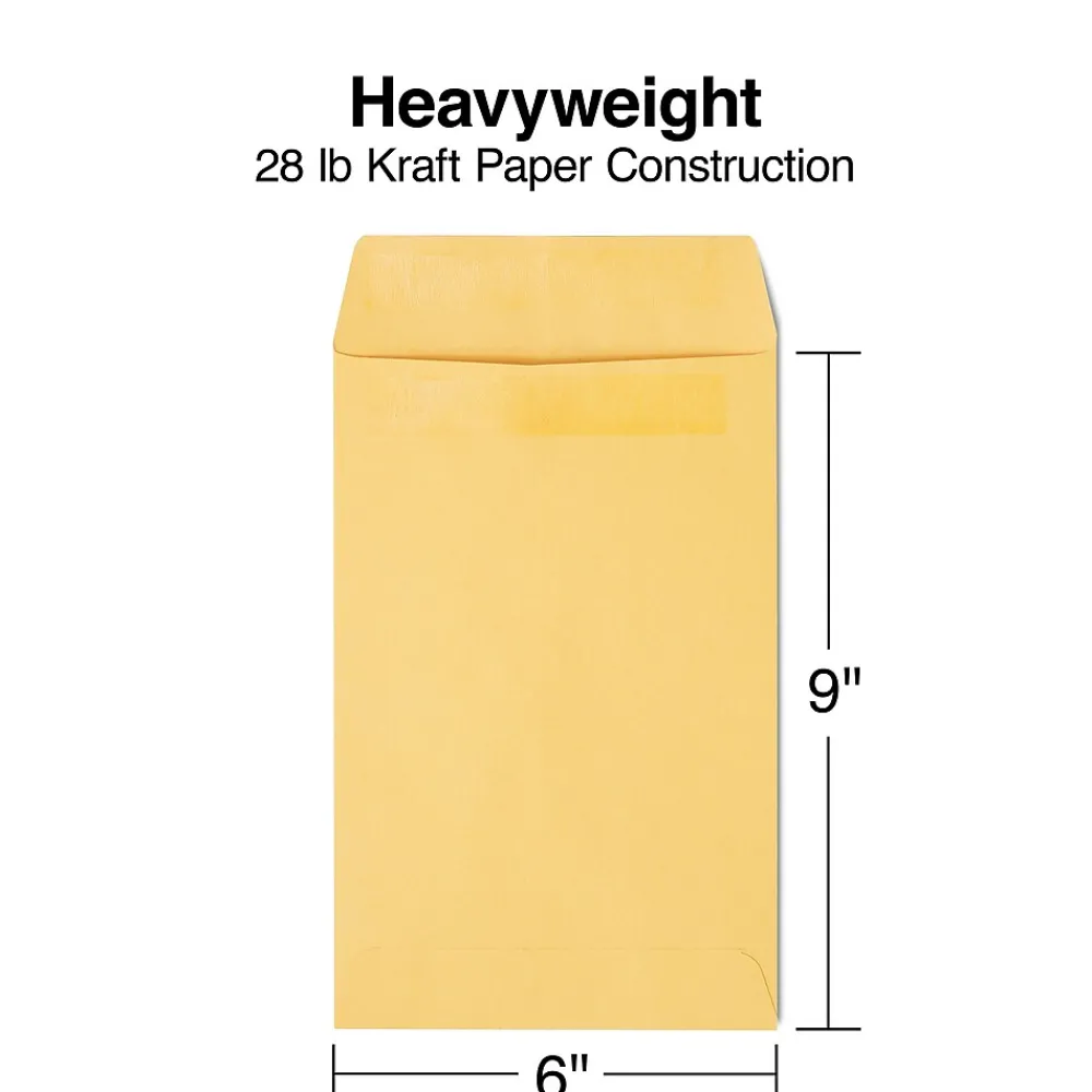 Clearance Staples Self Seal Kraft Catalog Envelopes, 6”x9”, Brown, 100/Box (50262)