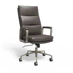 Office Chairs*Staples ® Shelton Ergonomic Leather Swivel Manager Chair, Gray (HG-70081)