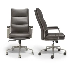 Office Chairs*Staples ® Shelton Ergonomic Leather Swivel Manager Chair, Gray (HG-70081)