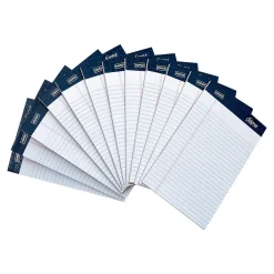 Notepads|Staples Signa Notepads, 5" x 8", Wide Ruled, White, 50 Sheets/Pad, 12 Pads/Pack (18128/18128STP)