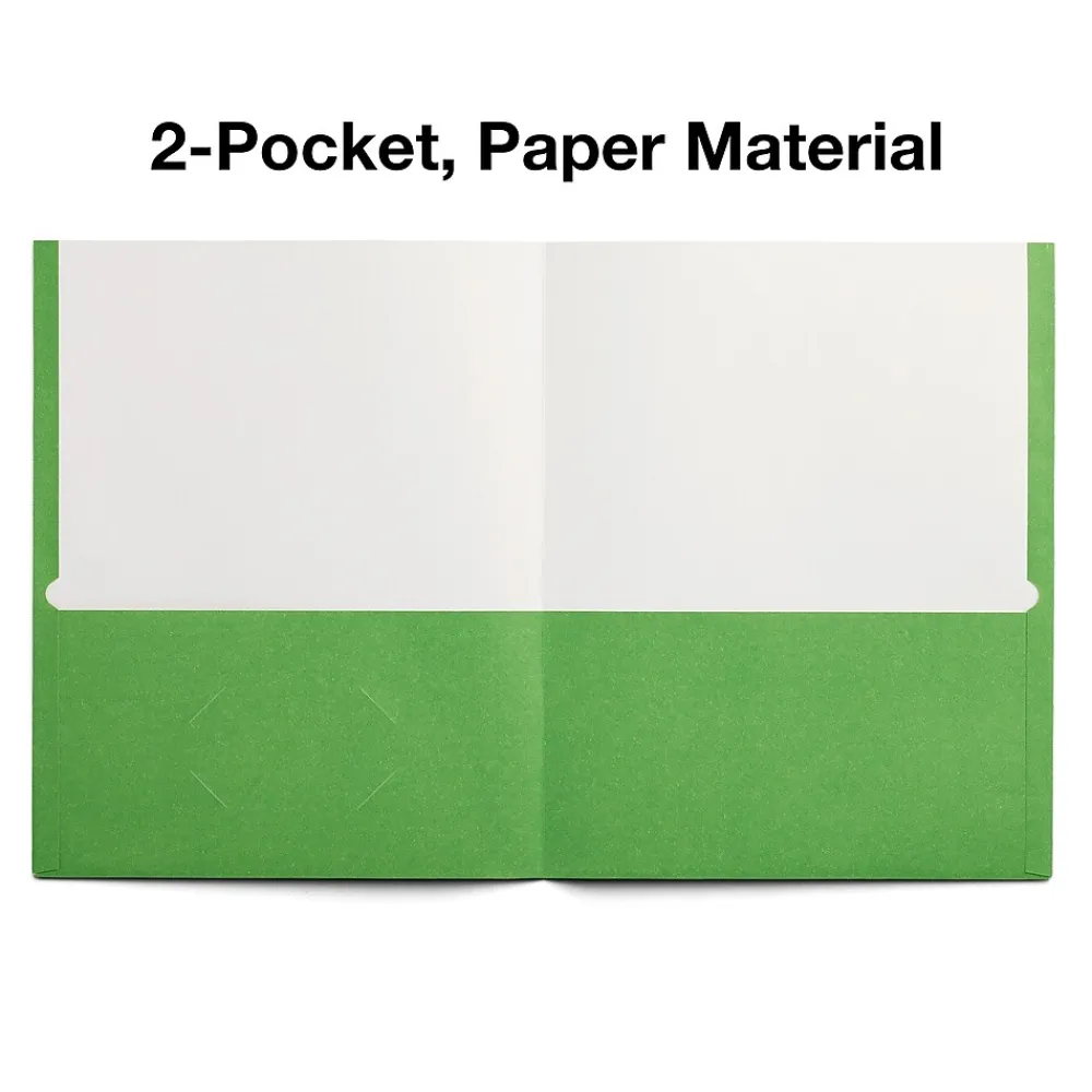 Pocket Folders|Staples Smooth 2-Pocket Paper Folder, , 25/Box (ST27533) Green