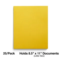 Pocket Folders|Staples Smooth 2-Pocket Paper Folder, , 25/Box (27538-CC) Yellow