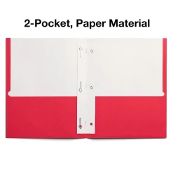 Pocket Folders|Staples Smooth 2-Pocket Paper Folder with Fasteners, , 25/Box (50772/27540-CC) Red