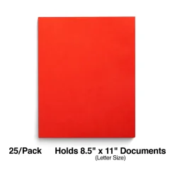 Pocket Folders|Staples Smooth 2-Pocket Paper Folder with Fasteners, , 25/Box (50775/27543-CC) Orange